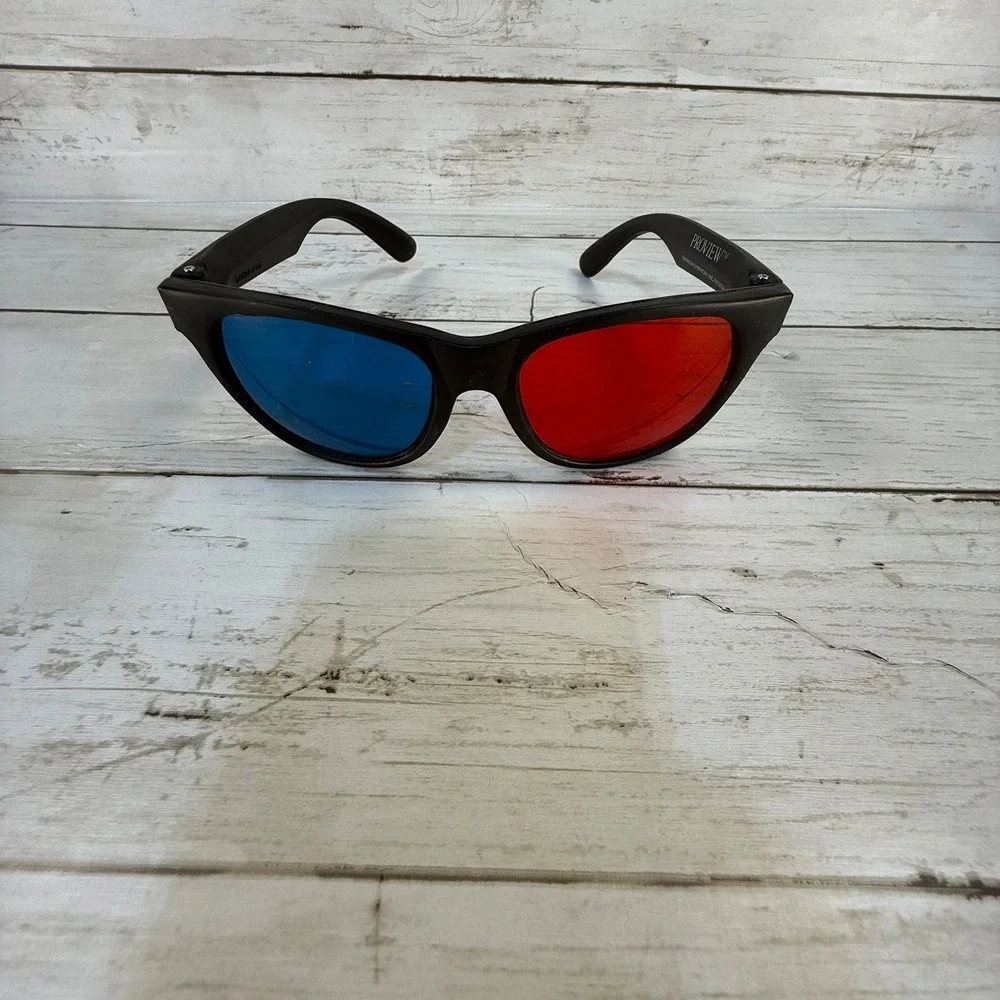Proview 3D Glasses Lot of 3 Red Blue‎ Anaglyph Plastic Frame Reusable Black